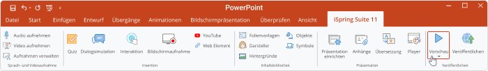 Vorschau einer Präsentation in iSpring Suite Max Video in PowerPoint einbetten: vorschau einer Präsentation in iSpring Suite Max